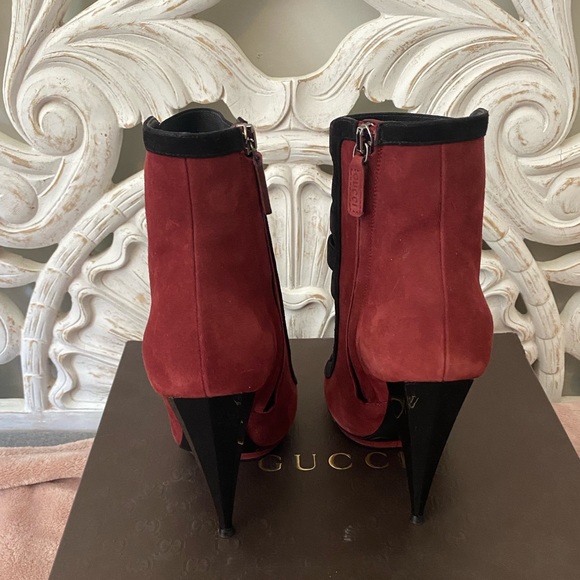 Gucci suede colorblock bootie heel sandals 37 - Picture 4 of 11